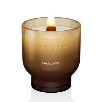 9.9oz Natural Soy Wax Jar Candle with Wooden Wick | Teakwood Intense Scent | 55-Hour Burn & Long-Lasting Burn