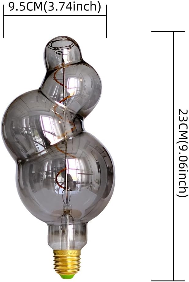 Vintage Led Bulb G30 Small Bubble 4W Dimmable 110-130V E26 Base Specialty Decorative Edison Bulb Smoke Gray Glass