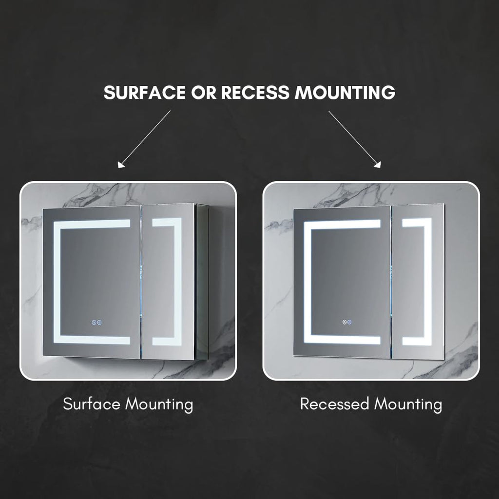 30x26 in LED Medicine Cabinet Mirror, Wall Mounted, Anti-Fog