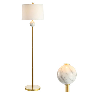 Vaughn 60" Modern Metal and Resin Floor Lamp, Brass Gold/White