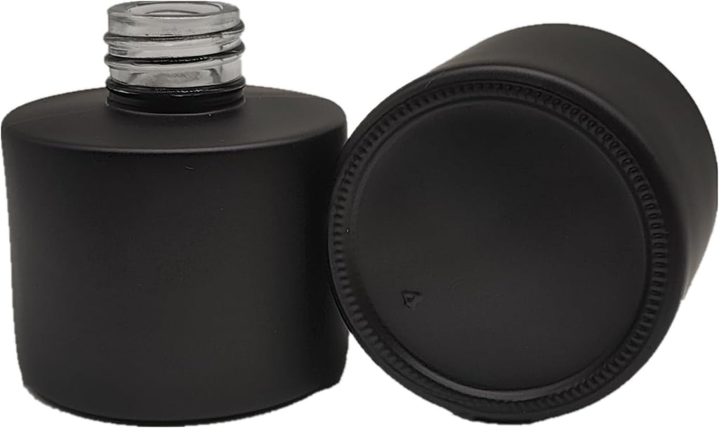 Reed Diffuser Bottle, Empty Matte Black Glass Jar with Black Sticks,Fragrance Replacement Container 100ml(4 - Set of 4