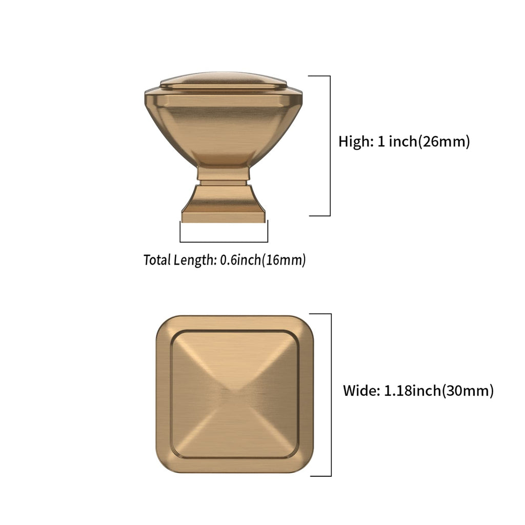 15 Pack Champagne Bronze Cabinet Knobs,Solid Square Drawer Pulls