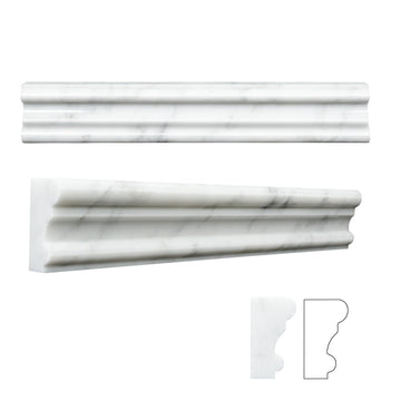 Carrara White 8 Pack of 2x12'' Marble Chair Rail Trim Molding Polished Ogee Edge Trim Tile