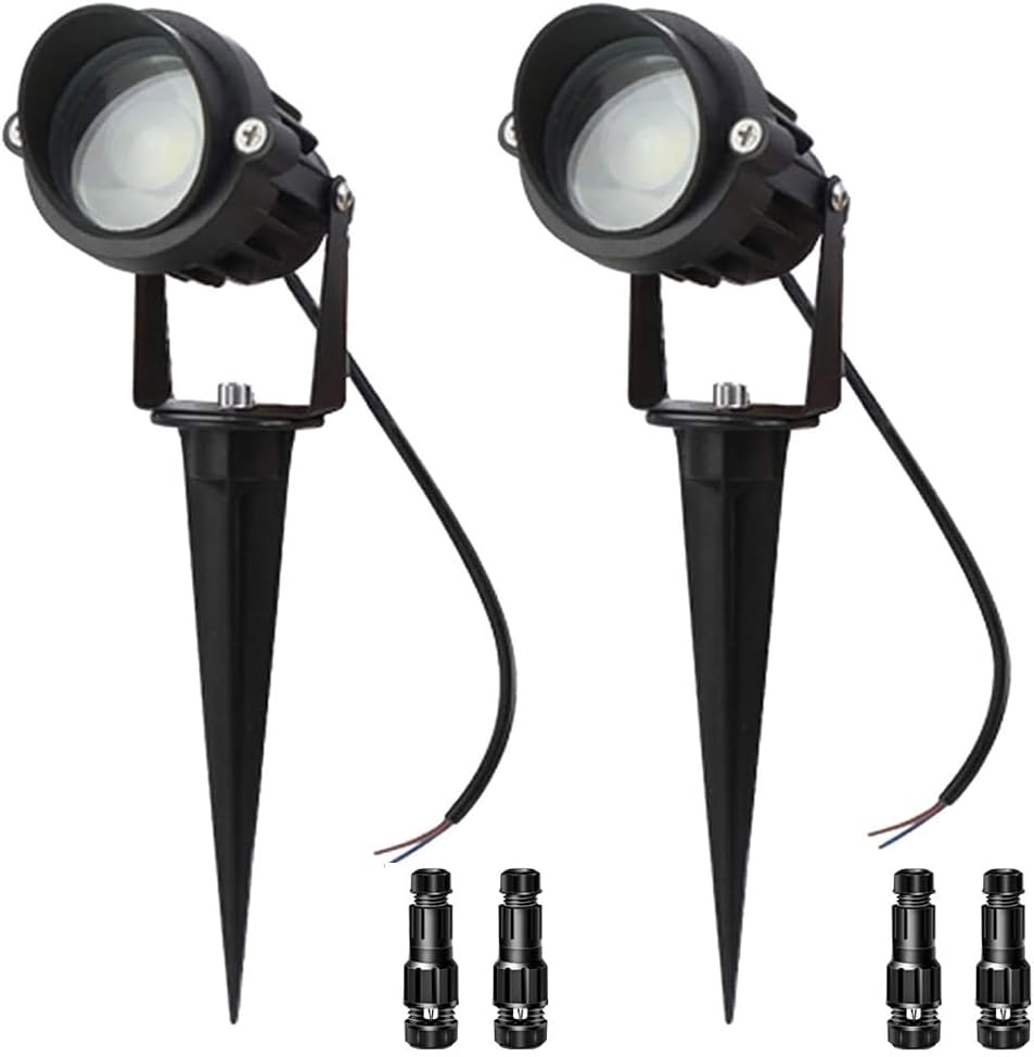 10W LED Landscape Lights 12V Outdoor Spotlight with Connectors Low Voltage Landscape Lighting Warm White Waterproof