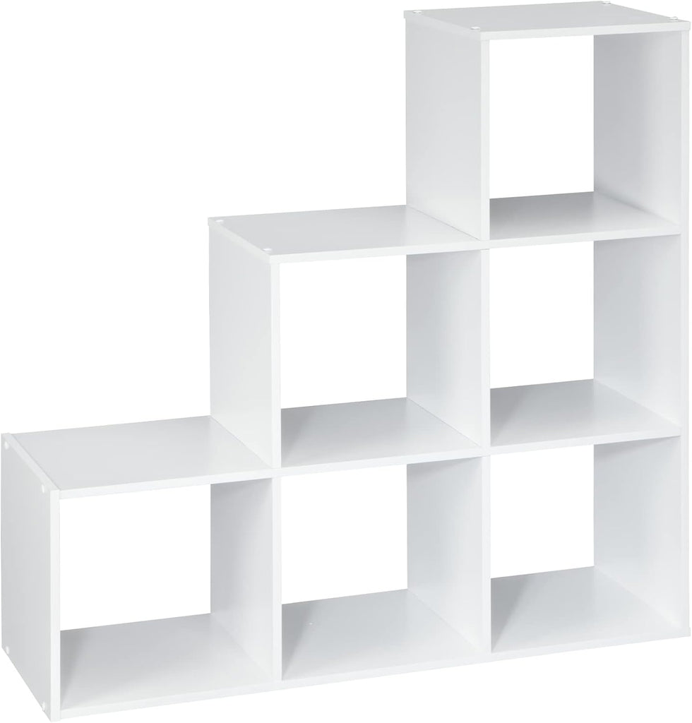 ClosetMaid Cubeicals 3-2-1 Cube Storage Shelf Organizer Bookshelf, 3 Tier, Steps, Corner Unit, Easy Assembly, Wood