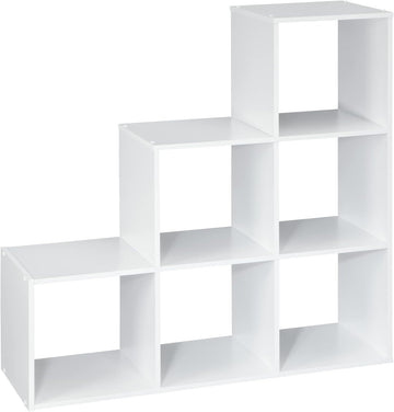 Cubeicals 3-2-1 Cube Storage Shelf Organizer Bookshelf, 3 Tier, Steps, Corner Unit, Easy Assembly, Wood