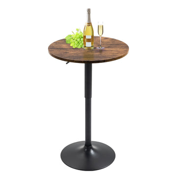 Round Bar Table Height Adjustable with MDF Top, 23.6 i n Modern Cocktail Bar Table with 360 Swivel for Suitable for