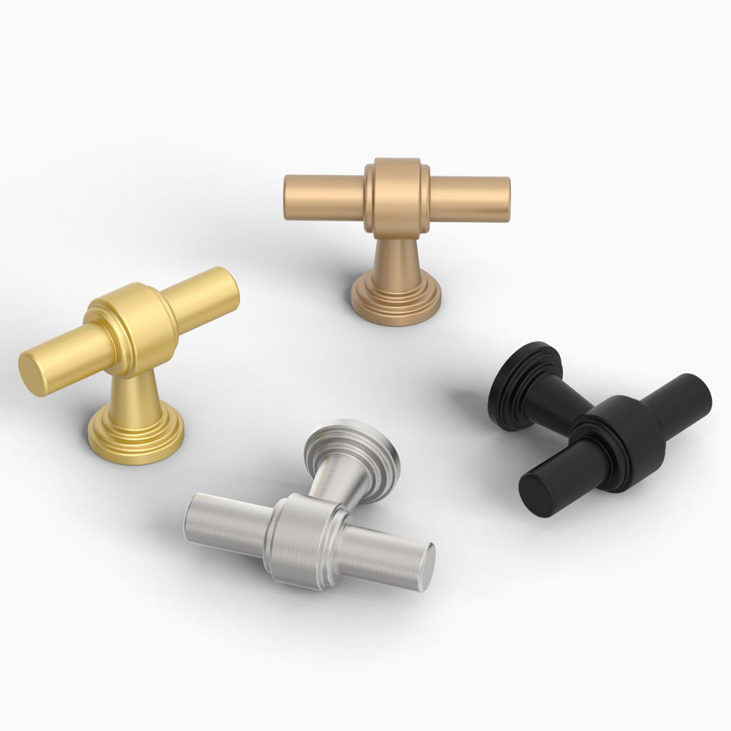 10 Pack Matte Black Cabinet Knobs 1.46 Inch(37mm) Single Hole Cabinet Handles Rectangle Dresser Knobs Drawer Knobs