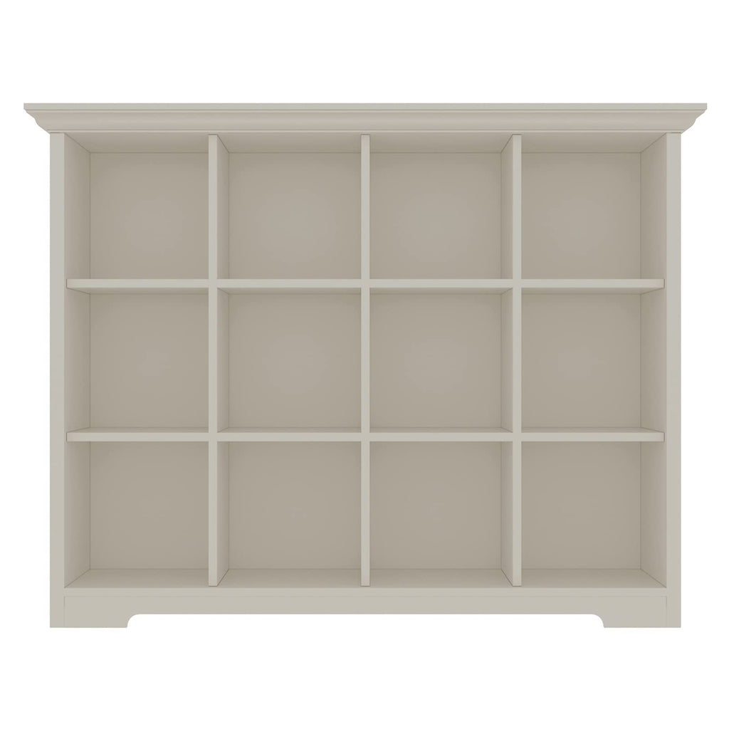12-Cube Open Bookcase with Base, 3-Tier Wooden Bookshelf, White