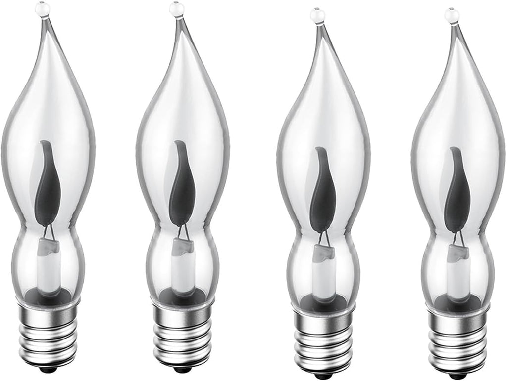 Flicker Flame Crystal Clear Flame Tip Candelabra Replacement Bulbs - Great for Electric Window Candle Lamps CA5 E12 1