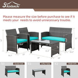 4-Piece Wicker Outdoor Patio Furniture Set - Conversation | Blue for Patio, Garden & Porch