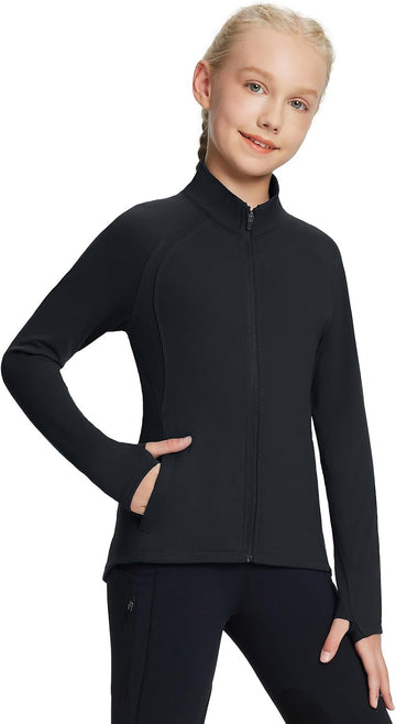 Kid's Fleece Jacket Full-Zip Raglan Sleeve Riding Shirts