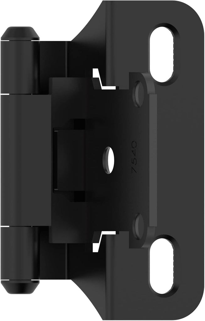 BPR7566FB Cabinet Hinge 1/4 inch (6 mm) Overlay Self Closing Partial Wrap Matte Black Kitchen Cabinet Door Hinge 1