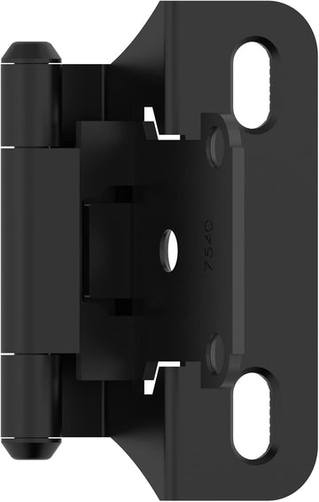 BPR7566FB Cabinet Hinge 1/4 inch (6 mm) Overlay Self Closing Partial Wrap Matte Black Kitchen Cabinet Door Hinge 1