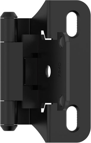 BPR7566FB Cabinet Hinge 1/4 inch (6 mm) Overlay Self Closing Partial Wrap Matte Black Kitchen Cabinet Door Hinge 1