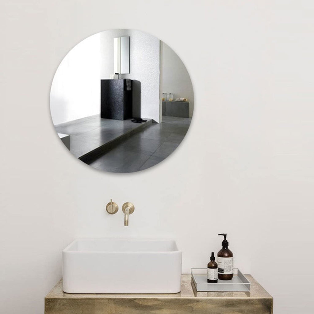 16'' Round Glass Mirror for Wall Decor, Frameless Circle Wall Mirror