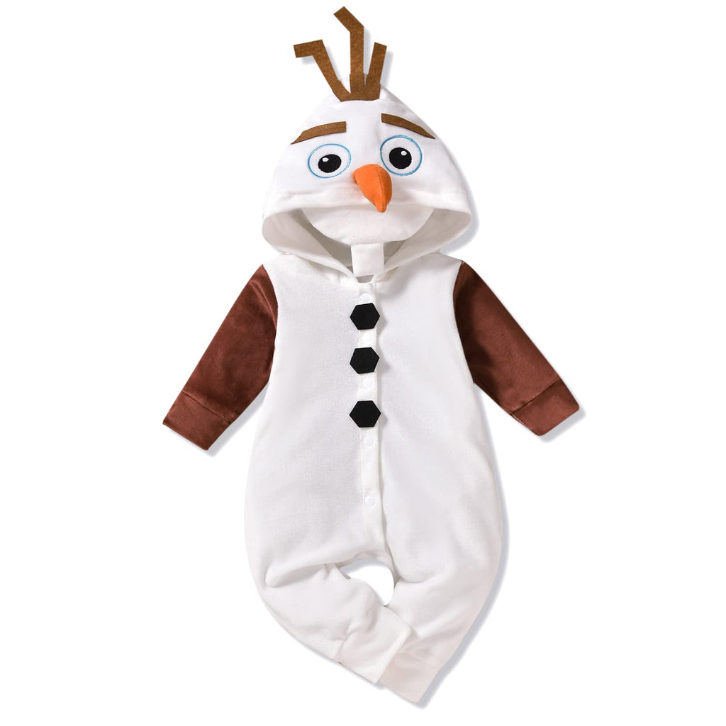 Baby Snowman Christmas Infant Xmas One Piece Velvet Hooded Romper Jumpsuit Clothes (Snowman, )