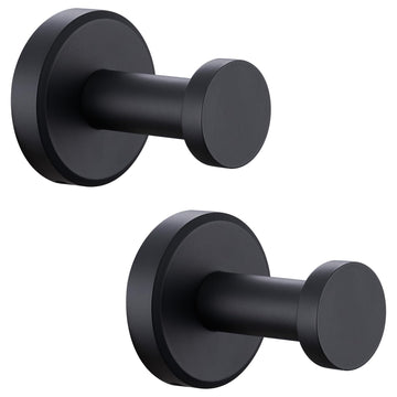Matte Black Towel Hooks, Space-saving Shower, 2 Pack