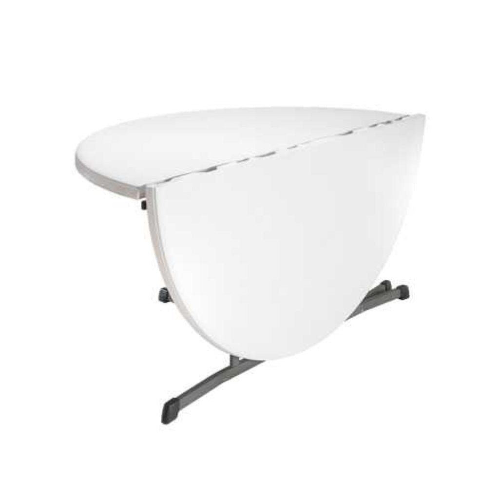 Commercial Round Fold in Half Table, 5 Feet, White Granite