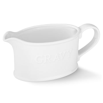 Ceramic Gravy Boat, Embossed, Farmhouse, 18 oz, White