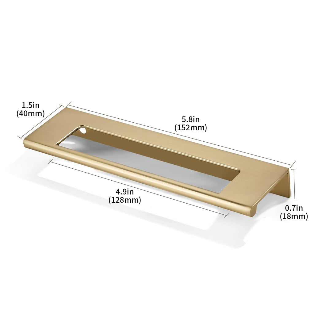10 Pack 5 inch(128mm) Hole Center Champagne Bronze Finger Edge Pulls Zinc Drawer pulls Honey Bronze Hidden Edge