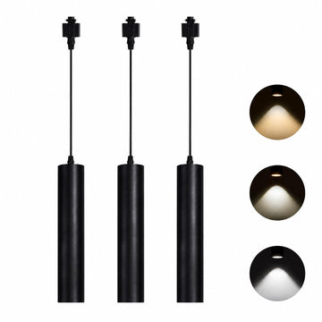 H Track Pendant Lights with Adjustable Cord, Black 6.5W 3 Pack
