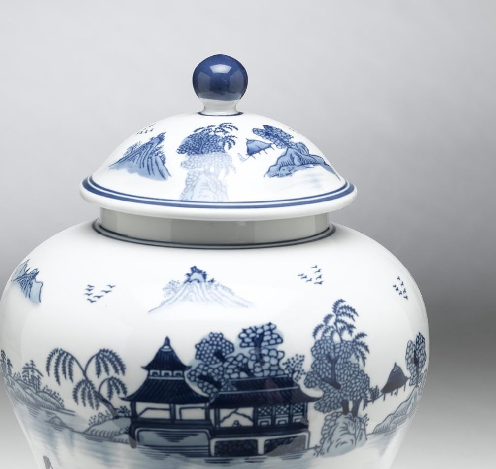 59739 Blue And White Ceramic Ginger Jar With Lid