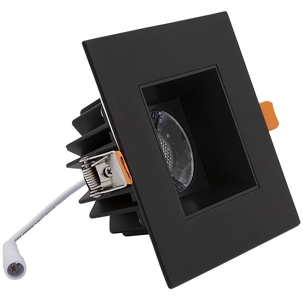 4" Anti-Glare LED Square Downlight, 1050 Lumens, 5 CCT, Black