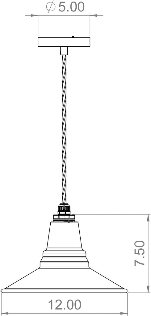 Woodman Farmhouse Pendant | Outdoor Ceiling Mounted | 12 inch Dome | 4' Black Cloth Cord| Kitchen Steel Light Made in