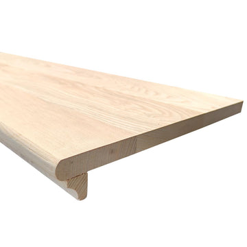 Solid Wood Stair Tread, Wood Stair Tread for Stair Remodel, Retro Fit Tread Kit. Round Nose Profile (Ash Lumber 42" X