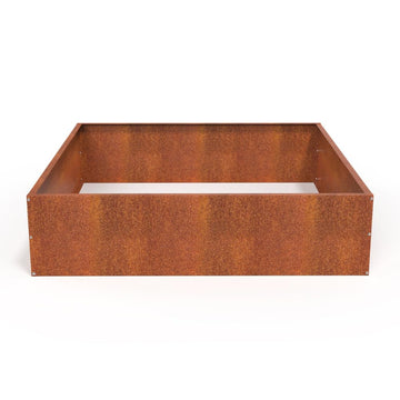 Corten Steel Outdoor Planter Box, Rustic & Modern Farmhouse Design, Large Metal Garden Bed for Commercial &