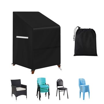 Stacking Outdoor Chair Cover Waterproof, Outdoor Patio Furniture Covers Stacked Chairs 420D, Lawn Furniture Stacking