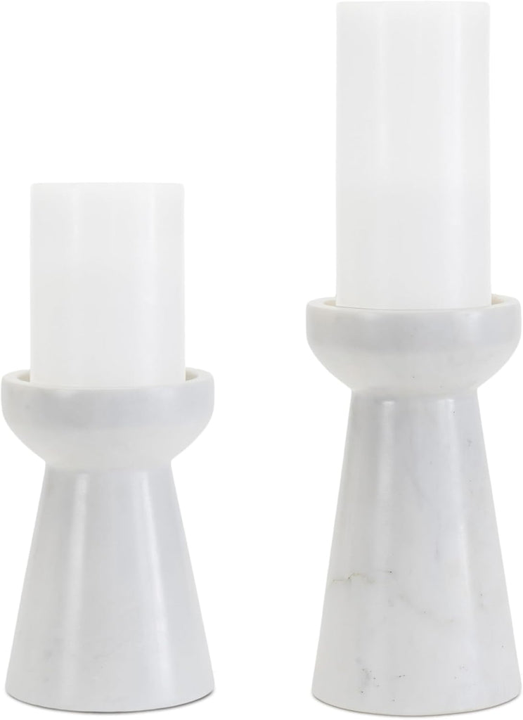 Marble Candle Holders Set of 2-6" & 7.5" Taper Candle Holders - Modern Home Decor