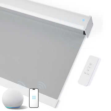 Motorized Roller Shades with Remote, Cordless Automatic Window Shades, Compatible with Alexa and Google Home(Grey, 25"