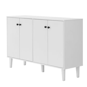 Sideboard Buffet Cabinet Kitchen Storage Cabinet Living Room 4 Doors Console Table (White)
