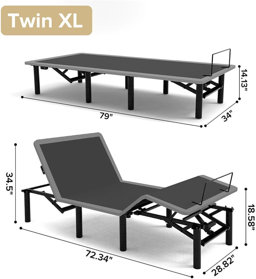 King Adjustable Bed Frame with Massage, Wireless Remote, Under-Bed Nightlight & USB Ports, Zero Gravity Electric Bed