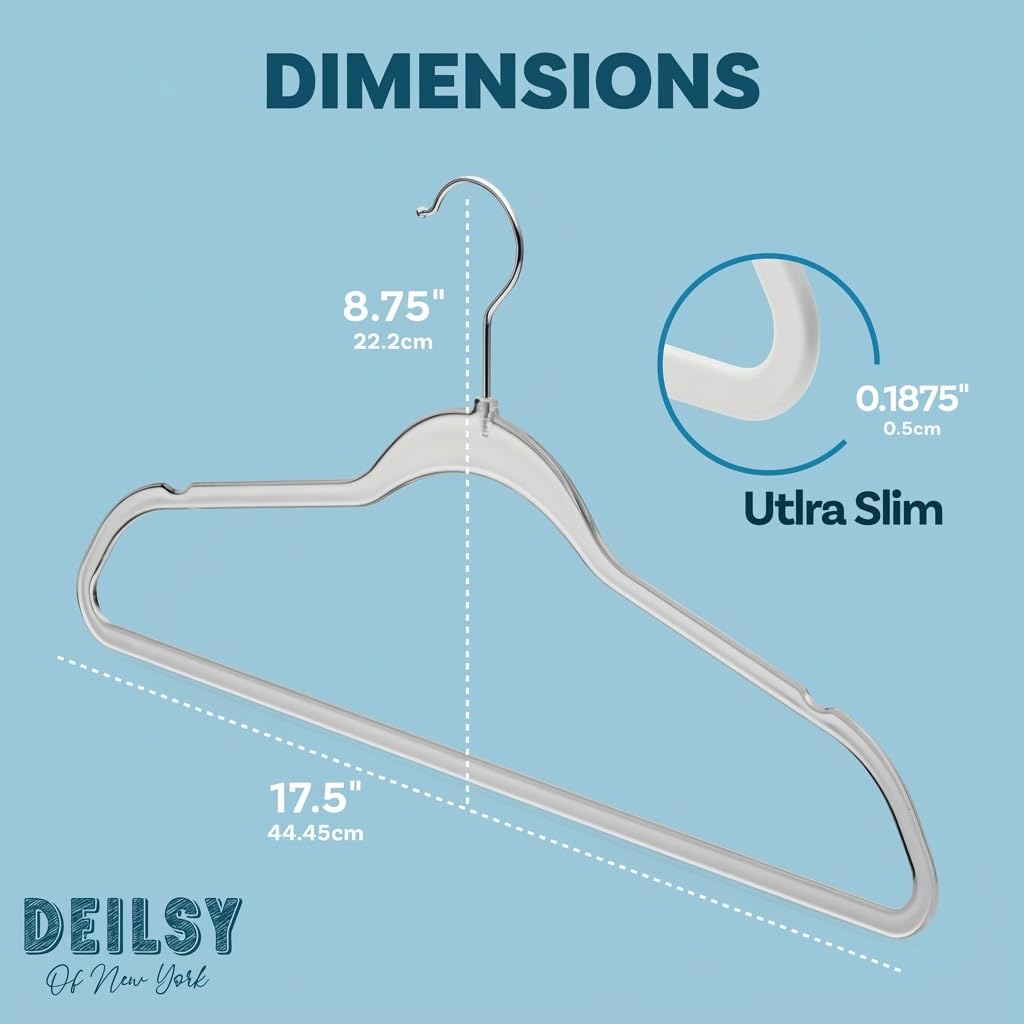 TM Clear Thin Hangers with Silver Hook Non-Velvet Hangers 50 Pack