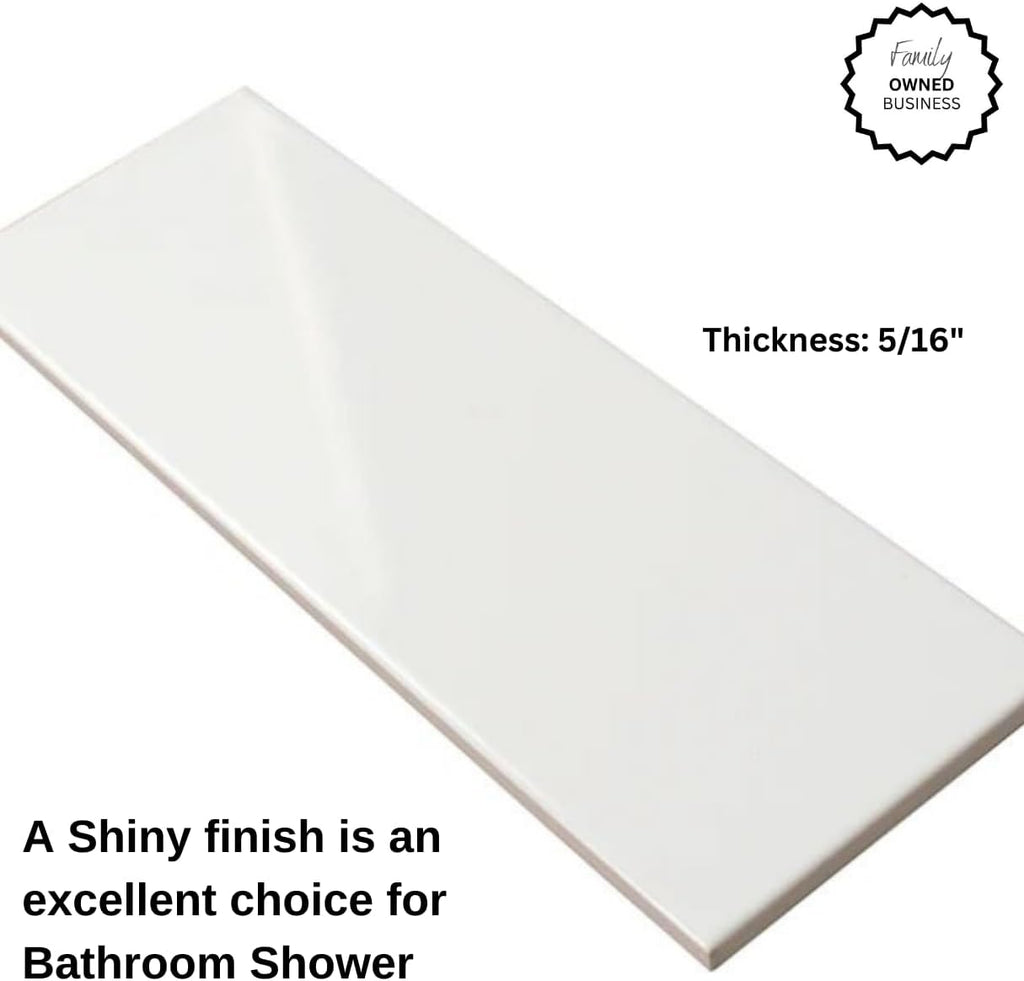 4x12 Glossy White Ceramic Subway Wall Tile - Box Covers 10 Sqft, Ideal Backsplash, Bathroom Shower Walls, Accent