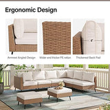 8-Piece PE Rattan Outdoor Patio Furniture Set | Beige All-Weather Resistant with Thick Cushions for Backyard, Garden & Porch