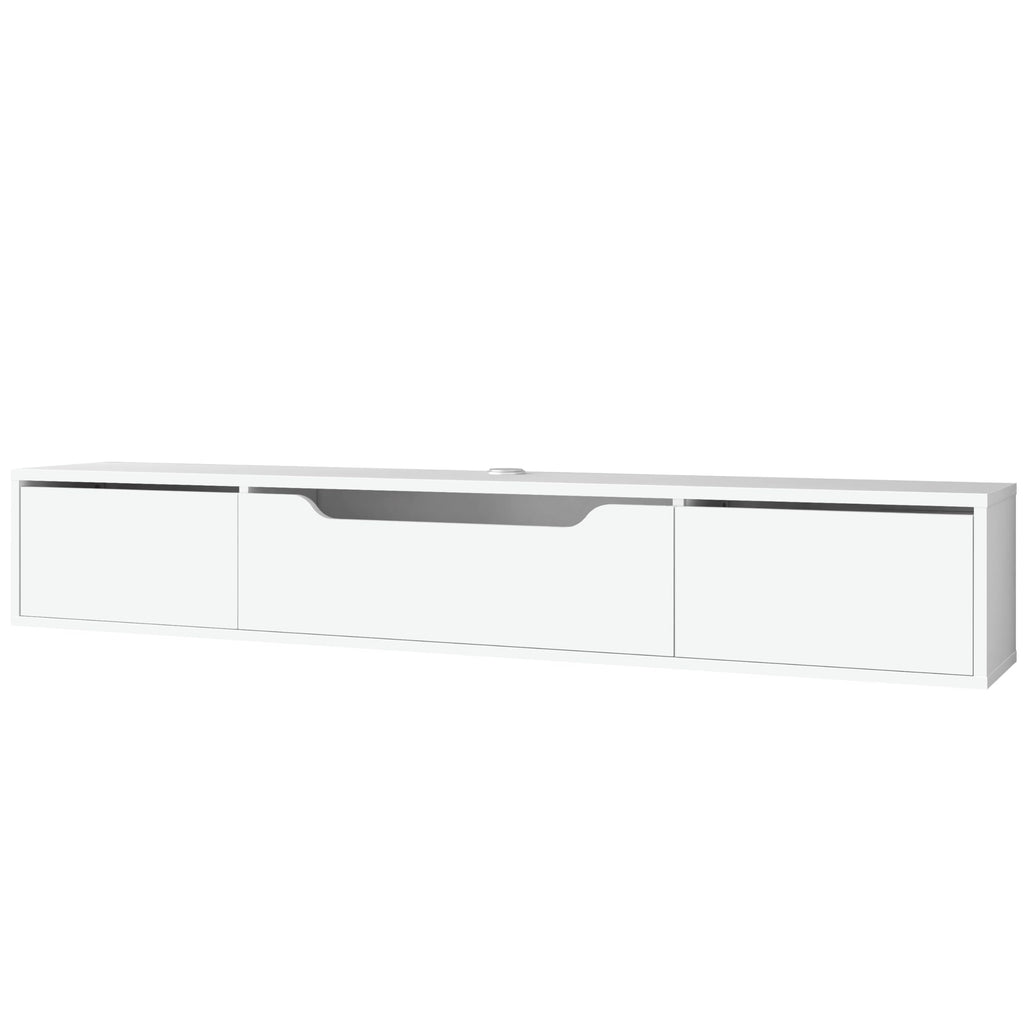 Floating TV Stand for Up to 80 Inch TVs - Wall Mounted Media Console with Handle-Free Doors - Modern Entertainment
