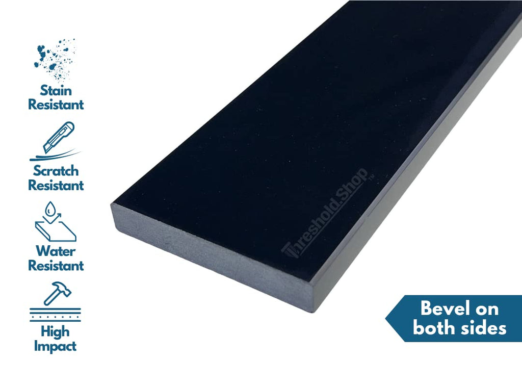 Super Black Engineered Marble Threshold for Shower Curb, Bathroom Vanity Backsplash, Window Sill, Door Transitions