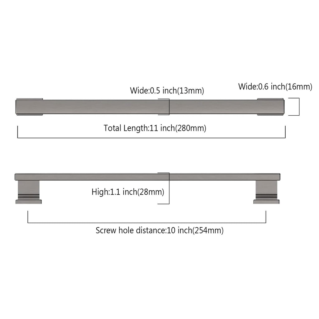 6 Pack 10 Inch(254mm) Brushed Black Nickel Kitchen Cabinet Handles, Cabinet Pulls Kitchen Cabinet Hardware for