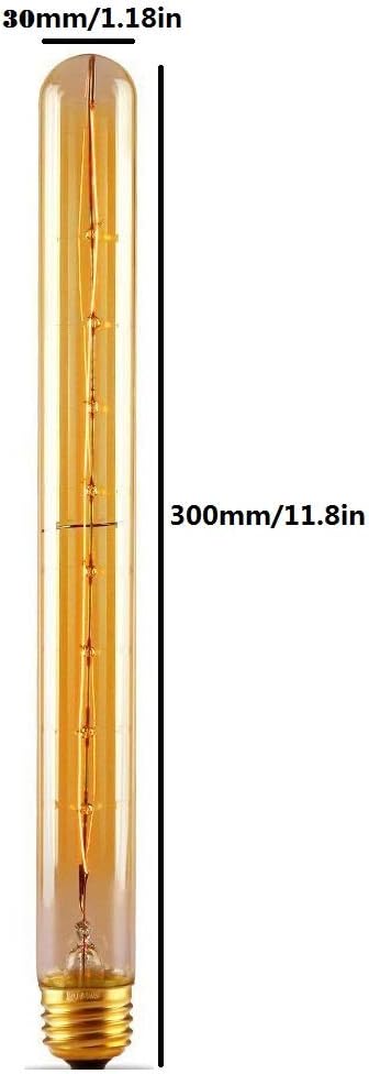 T300 Vintage LED Filament Bulb 40W Antique Edison Bulb Warm White 2200K Tubular Amber Glass Incandescent Decorative