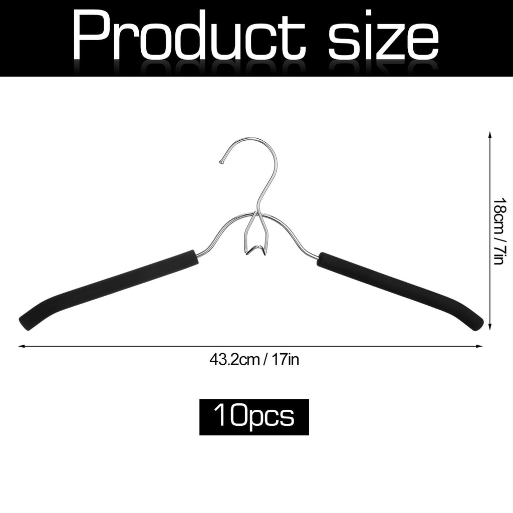 10 Pcs Foam Padded Hangers Sponge Non Slip for Women Clothes Black