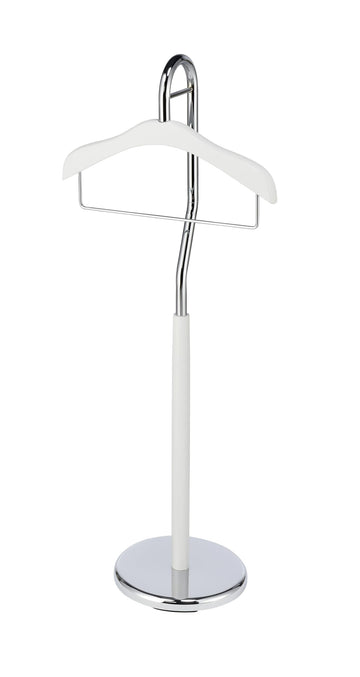 Amber Freestanding Valet Stand Coat Rack Organizer for Men and Women with Hanger, Trouser Bar, White