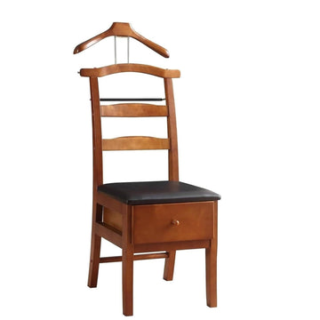 Brown Valet Stand with Office Chair Hanger & Drawer - Men's Accessory Organizer for Clothes, Watches, Keys & More