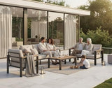 4-Piece Aluminum Outdoor Patio Furniture Set - Conversation | Gray with Thick Cushions for Patio, Garden & Porch