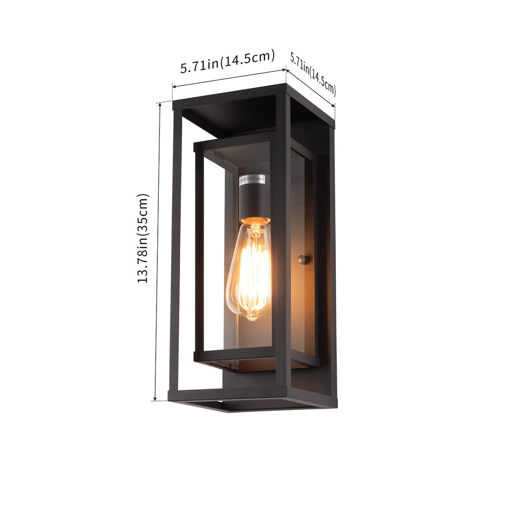 14" Modern Outdoor Porch Wall Light, Matte Black, 4 Pack