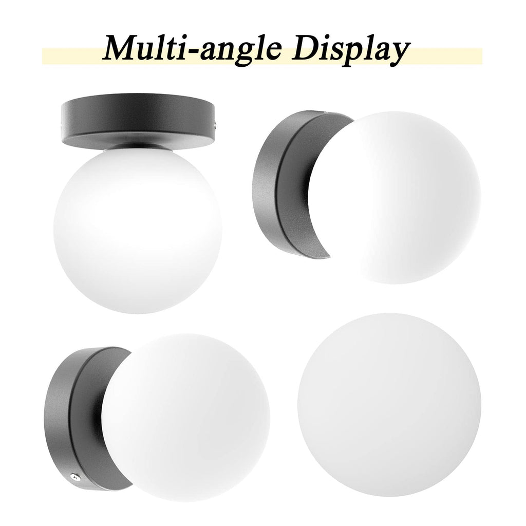 Wall Sconces Set of Two, Matte Black Globe Wall Light Fixture,2 Packs