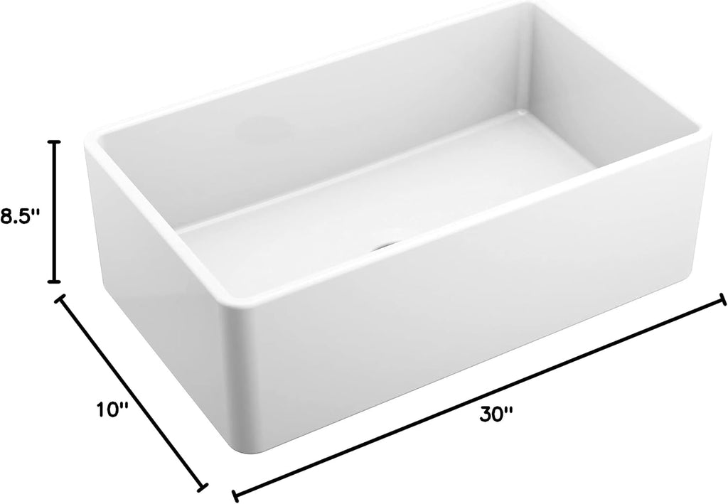 FC301810 Apron-Front Fireclay Single Bowl Undermount Kitchen Sink, 30", White